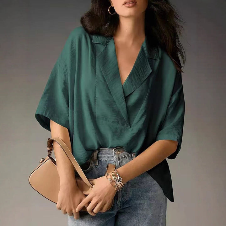 Damen lässige Seidenbluse mit schickem Schnitt Drune