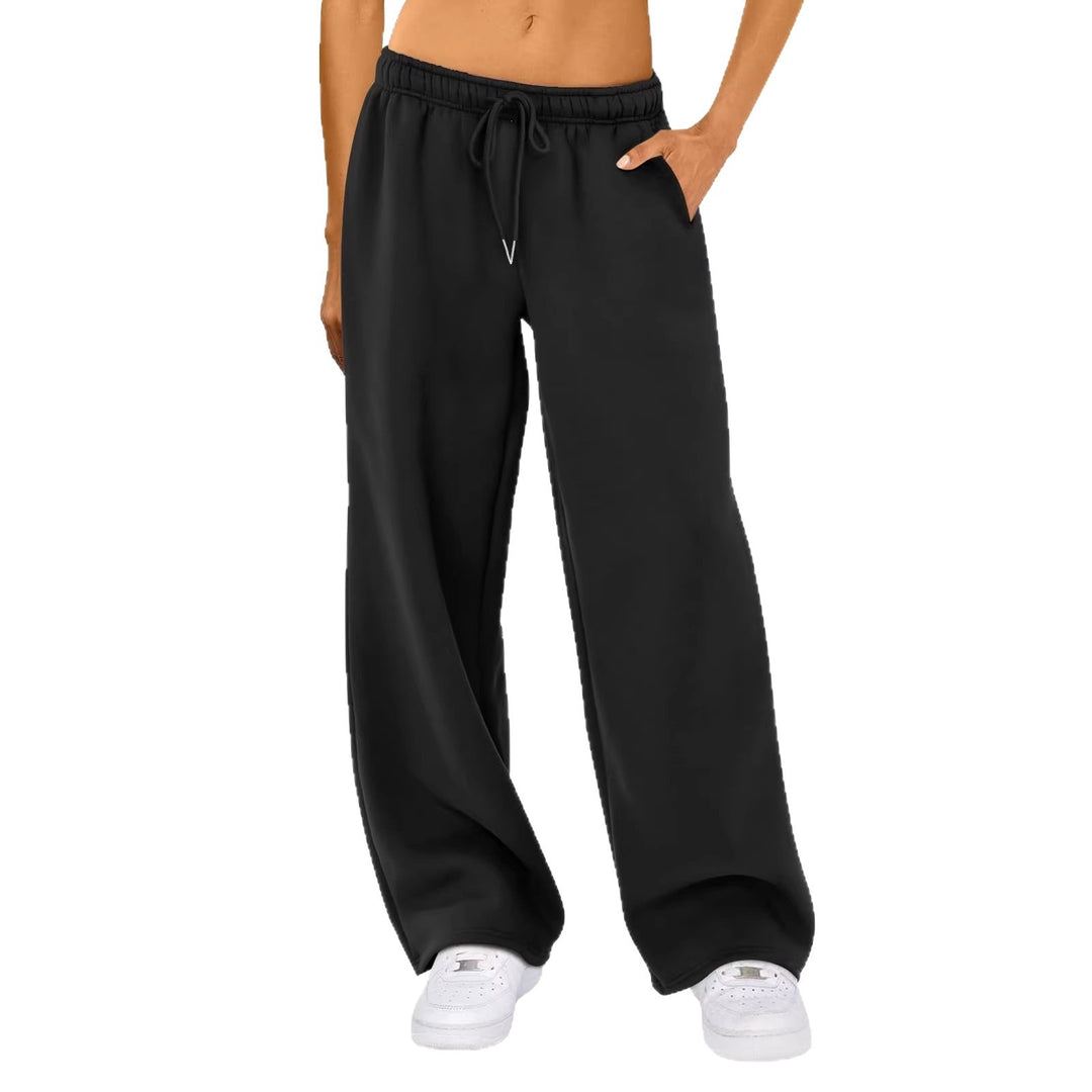 Damen nan weite Loungehose mit hohem Komfortbund, elastischem Tunnelzug und seitlichen Eingrifftaschen Drune