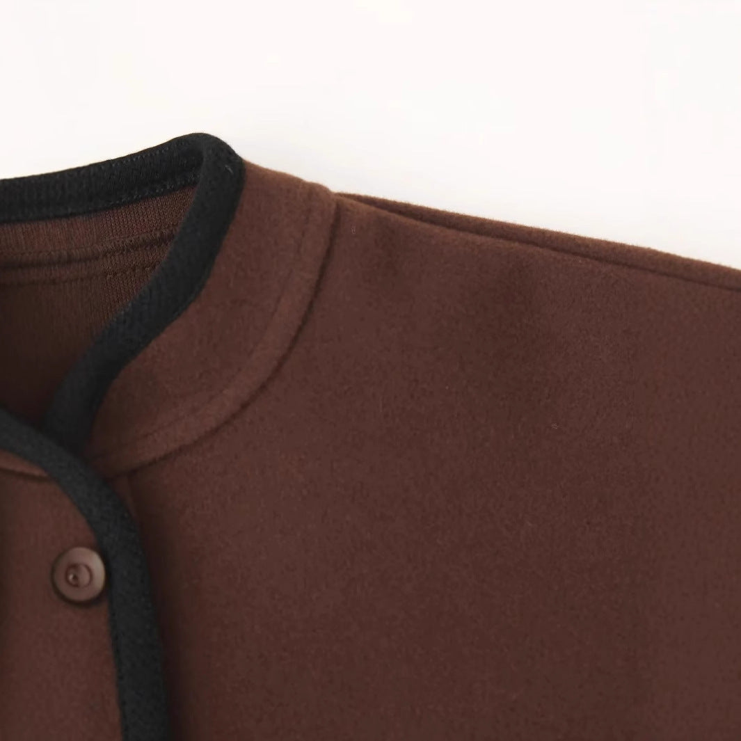 Damen elegante Übergangsjacke mit kontrastierenden Kanten Drune