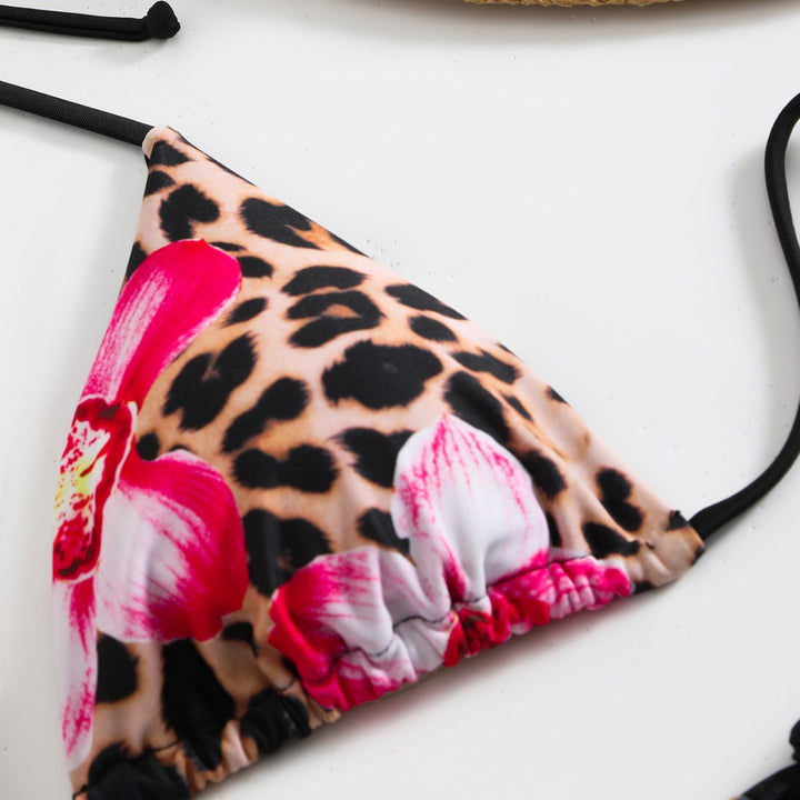 Damen Triangel-Bikini mit floralem und animalischem Druck Drune