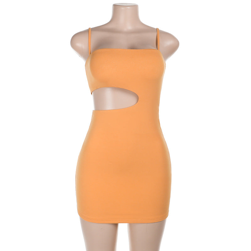 Damen figurbetontes Minikleid mit Cut-Out-Design und schmalen Spaghettiträgern Drune