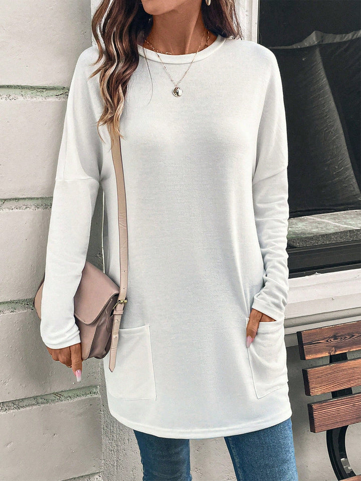 Drune | Sweatshirt - Relaxed Fit - Baumwollmischung - Tunika-Länge - Rundhalsausschnitt - Hüfttaschen