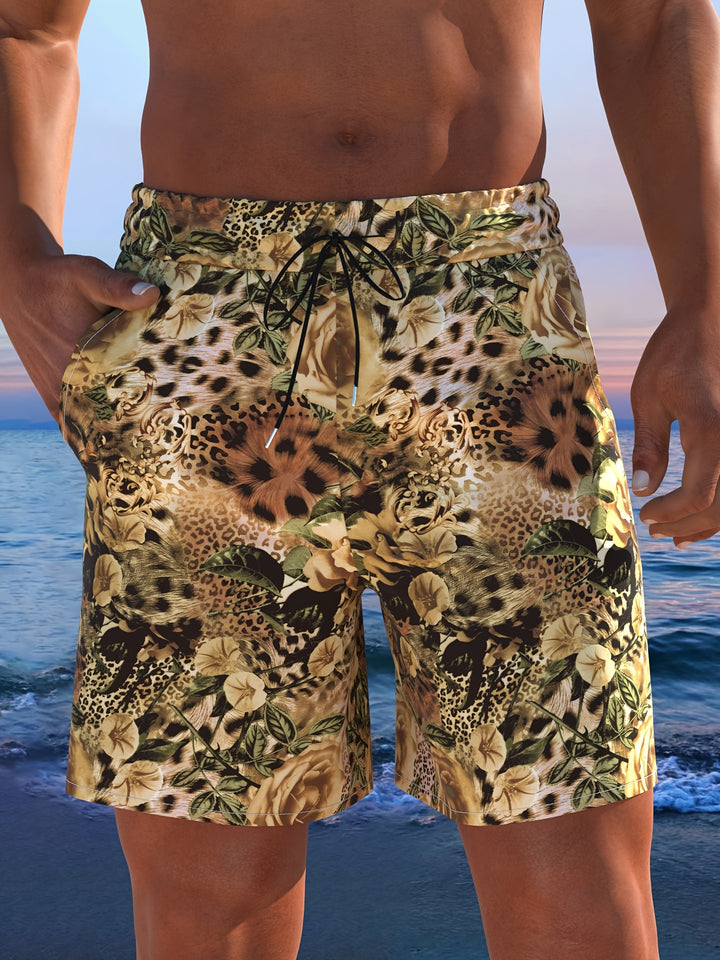 Herren Badeshorts mit animalischem Muster und elastischem Bund Drune