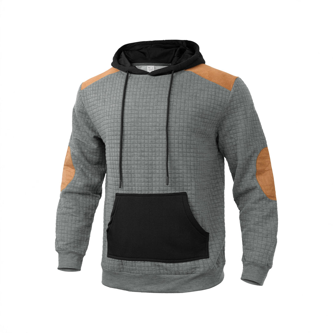 Herren modischer Kapuzenpullover mit strukturiertem Design und Kunstlederakzenten Drune