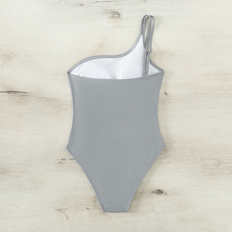 Damen Einteiler Badeanzug mit asymmetrischem Schnitt und modischem Cut-Out Drune