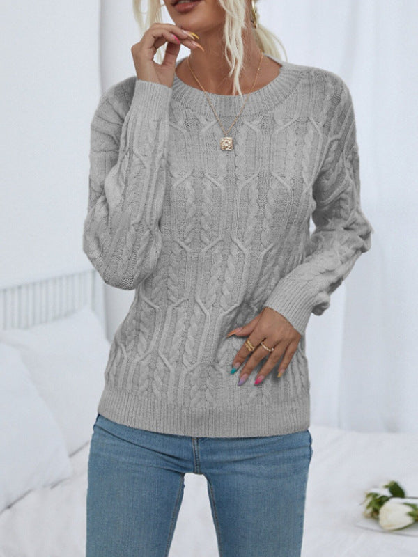Damen Strickpullover mit trendy Zopfmuster Drune
