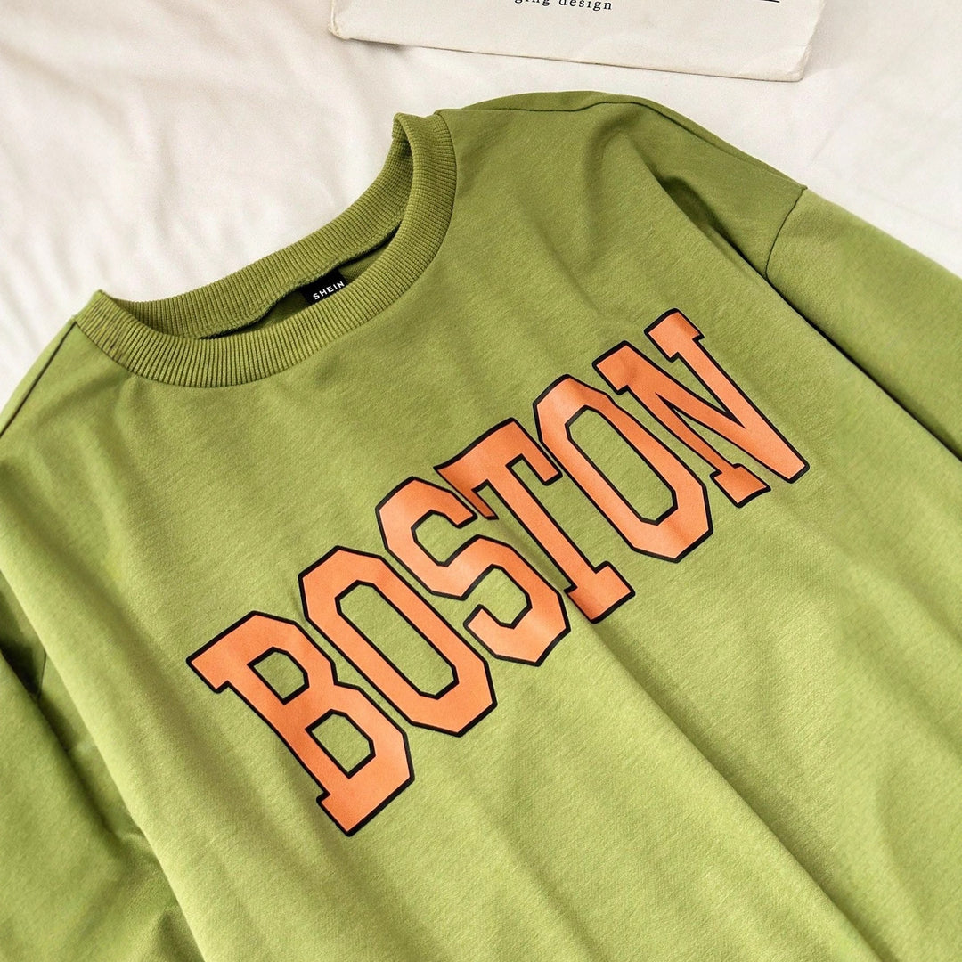 Damen lässiger Sweatshirt mit auffälligem Schriftzug Drune