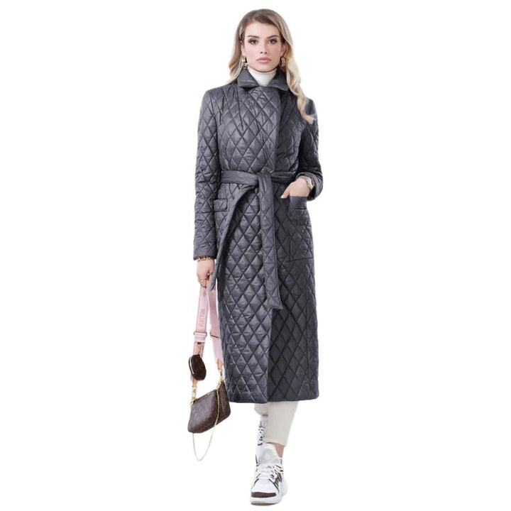 Damen Steppmantel mit Gürtel und hohem Kragen Drune