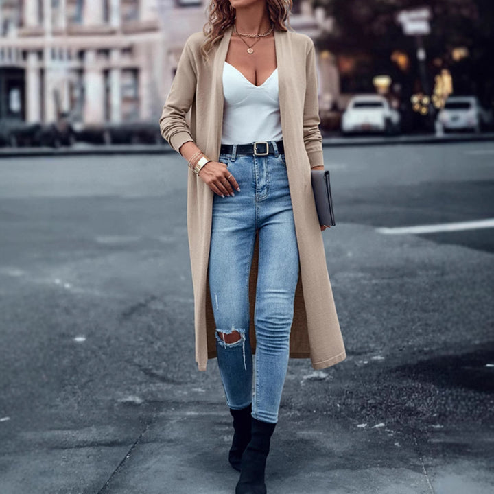 Damen Strickmantel mit offenem Design und eleganter Schnittführung Drune