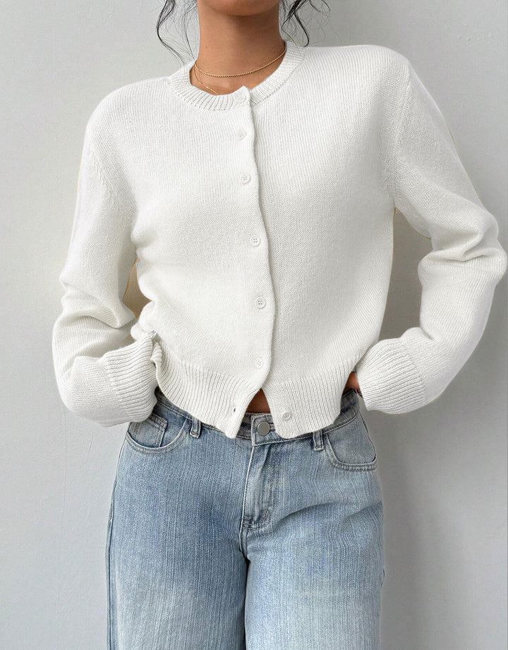 Damen Strickjacke mit feiner Rippstruktur und knöpfbarem Design Drune