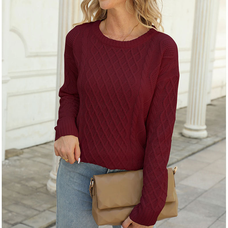 Damen Strickpullover mit auffälligem Rautenmuster Drune