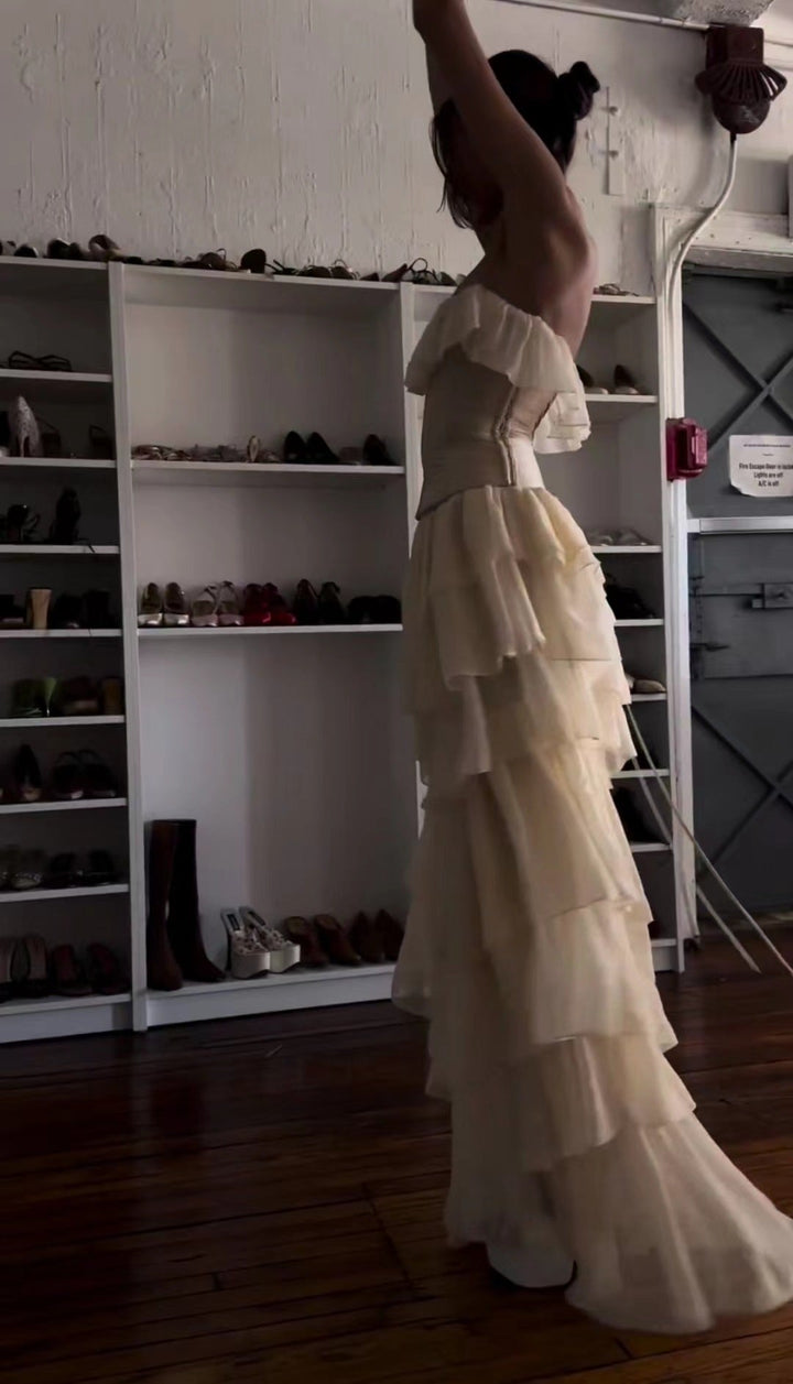 Drune | Elegantes Ärmelloses Rüschentorte Kleid