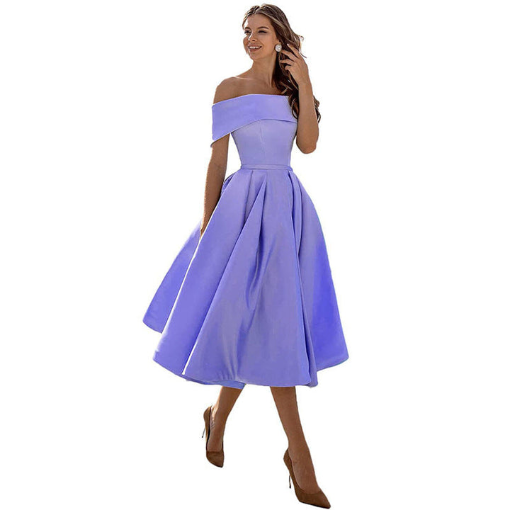 Drune | Legere Mode Satin Cocktailkleid Ohne Träger