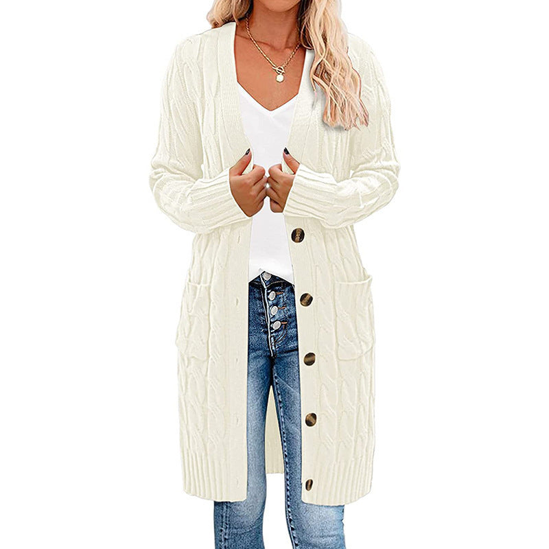 Damen Strickjacke mit Kabelmuster und Taschen Drune