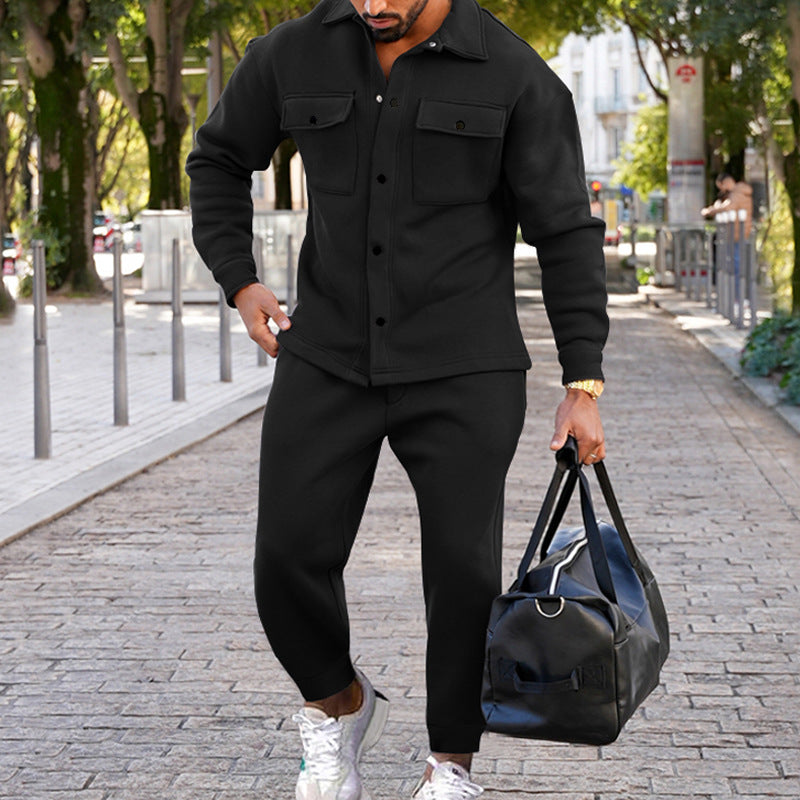 Herren Freizeit Set mit strukturiertem Oberteil und passenden Jogginghosen Drune