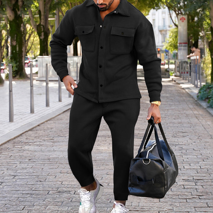 Herren Freizeit Set mit strukturiertem Oberteil und passenden Jogginghosen Drune