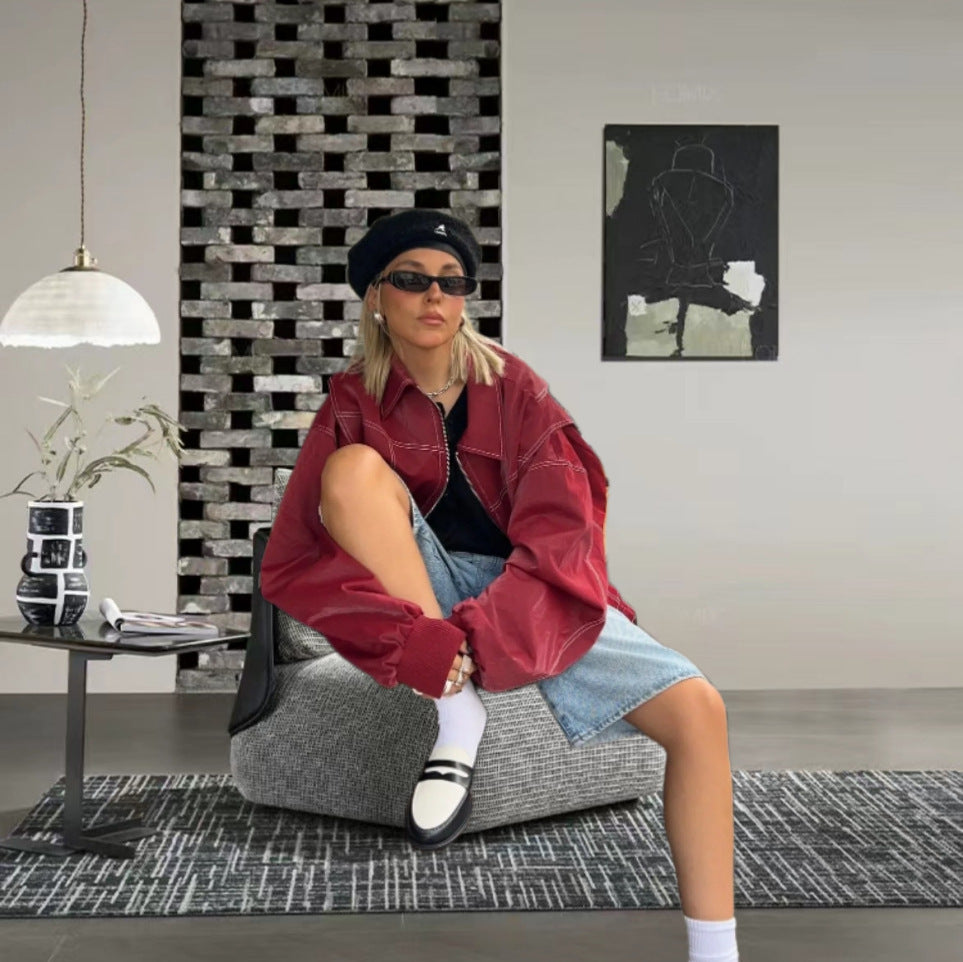 Damen modische Jacke mit trendigen Stickdetails und lässigem Schnitt Drune