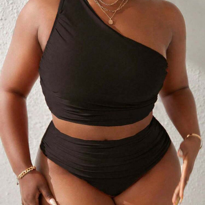 Damen Einseitiger Bikini-Set mit modischem Wickeldetail und hohem Bund Drune