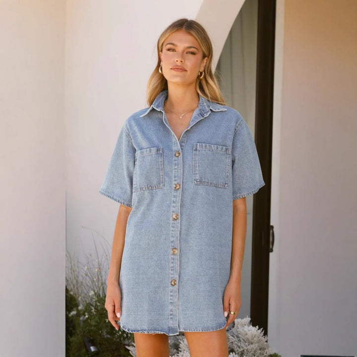 Damen Denim Camiskleid mit praktischen Taschen und angesagtem Look Drune