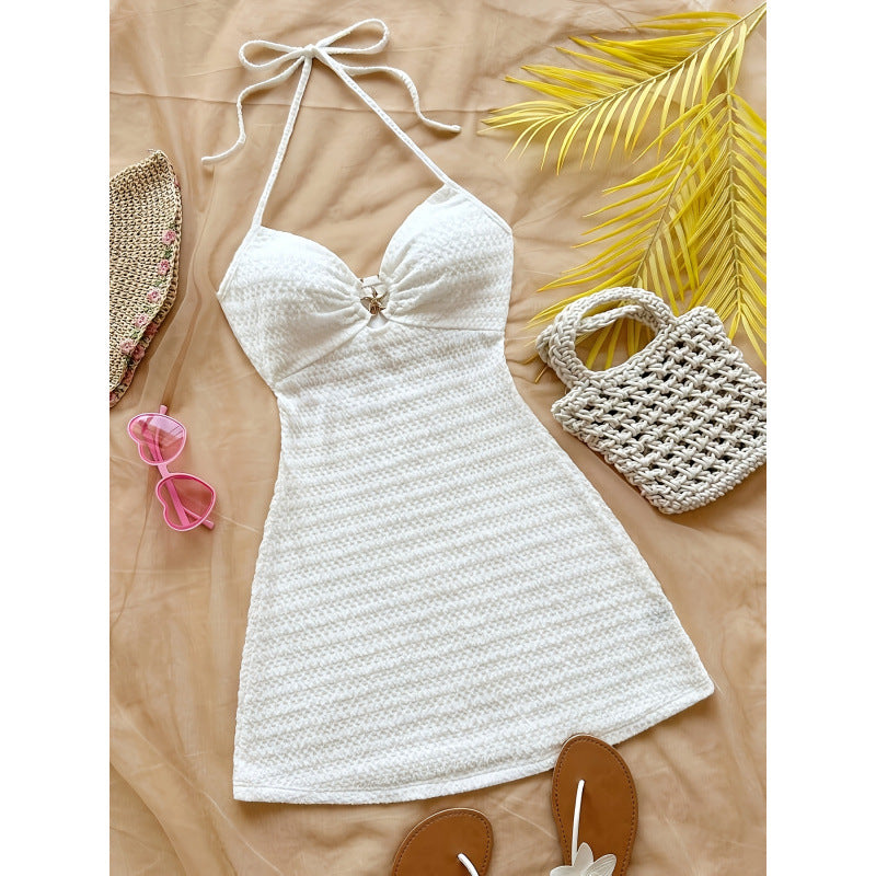 Damen Strandkleid mit raffinierten Trägern und dekorativem Schlitz Drune