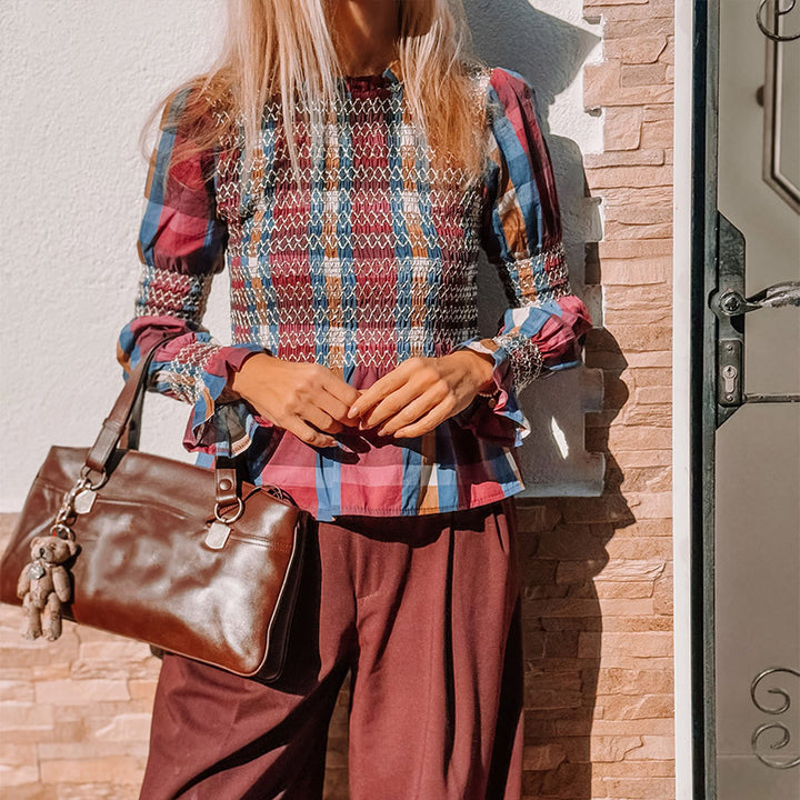 Damen modische Karottenhose mit hohem Bund und eleganten Falten Drune