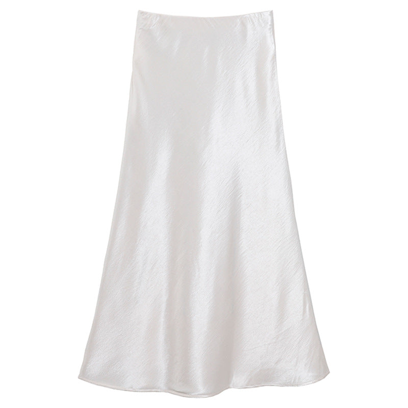 Damen nan schwingender Midirock aus satinierter Viskose mit glattem Taillenbund Drune