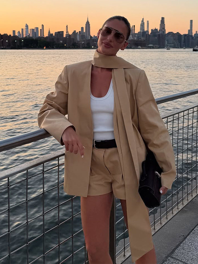 Damen Anzugjacke mit raffinierter Schluppe und weichem Schnitt Drune