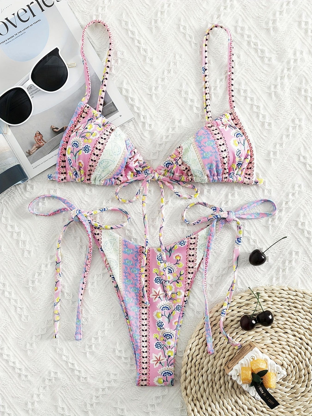 Damen Triangel-Bikini mit verspieltem Design und verstellbaren Trägern Drune