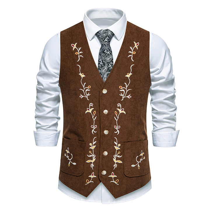 Herren elegante Weste mit floralem Stickdesign Drune
