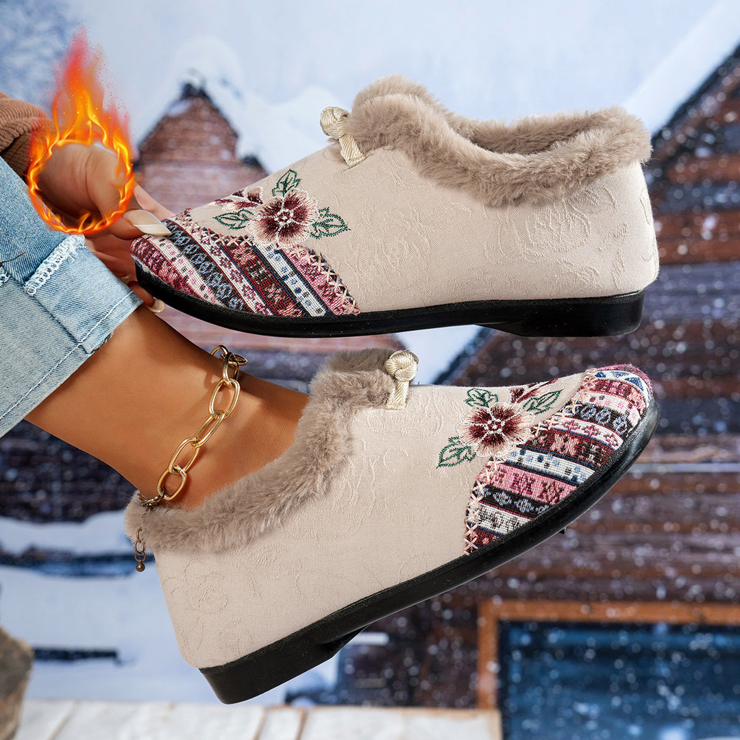 Damen Hausschuhe mit weichem Futter und modischem Flower-Design Drune
