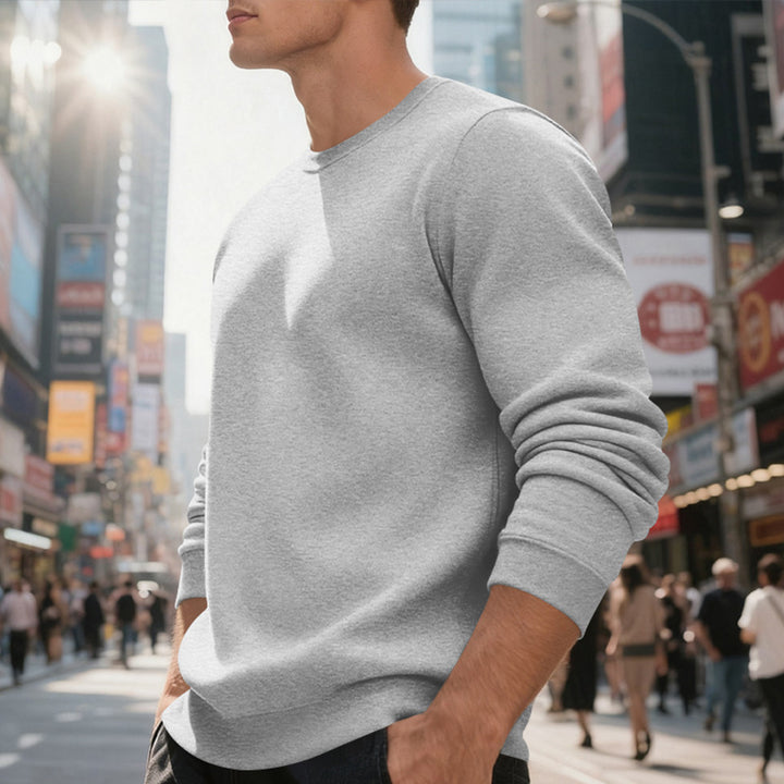 Herren nan weiches Rundhals-Sweatshirt aus Baumwollmix mit gerippten Bündchen und relaxed Fit Drune