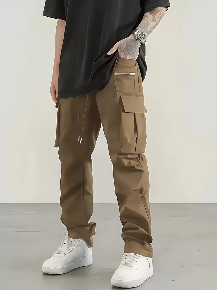 Herren moderne Cargo-Hose mit multifunktionalen Taschen und elastischem Bund Drune