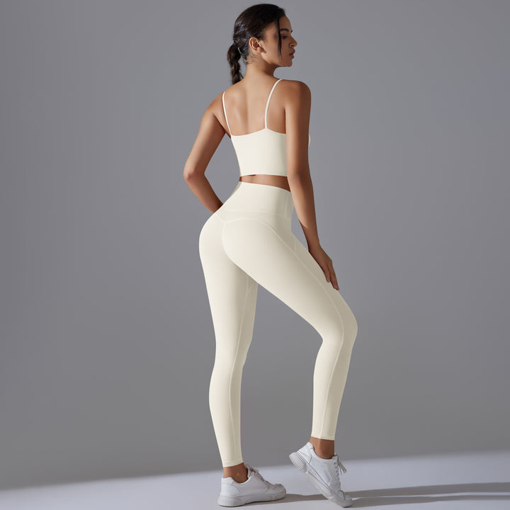 Damen Sportliches Bustier- und High-Waist-Leggings-Set mit nahtloser Konstruktion und atmungsaktiver Technologie Drune