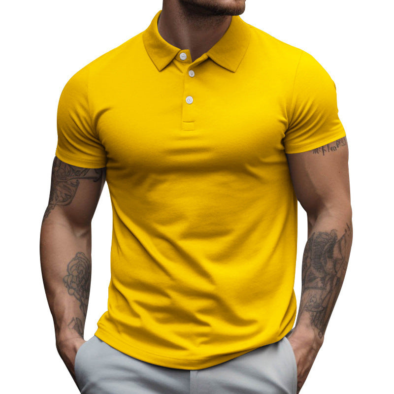 Herren nan tailliertes Stretch-Polo mit Hemdkragen kurzer Knopfleiste und körpernahem Schnitt Drune