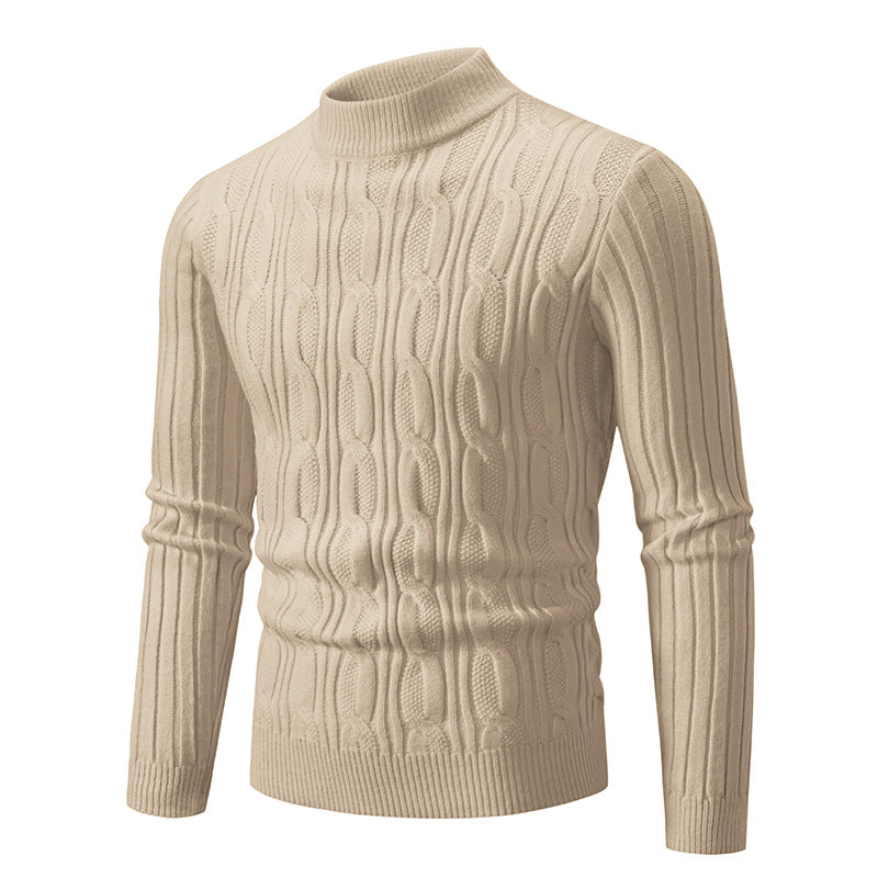 Herren Rollkragenpullover aus hochwertiger Baumwolle mit Zopfmuster Drune