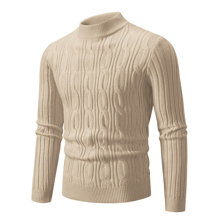 Herren Rollkragenpullover aus hochwertiger Baumwolle mit Zopfmuster Drune