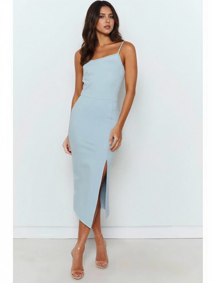 Damen ärmelloses Midi-Kleid mit elegantem Schlitz Drune