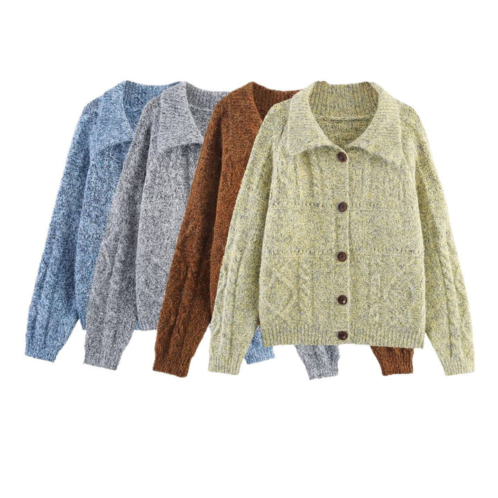 Damen Strickjacke mit schickem, weichem Stoff und dekorativen Knöpfen Drune