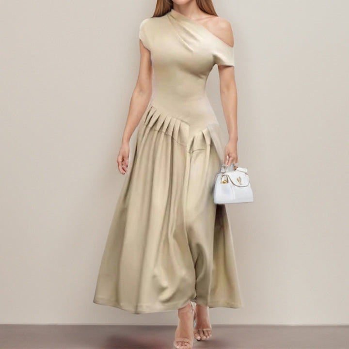 Damen Elegantes Maxikleid mit Plissee-Details Drune