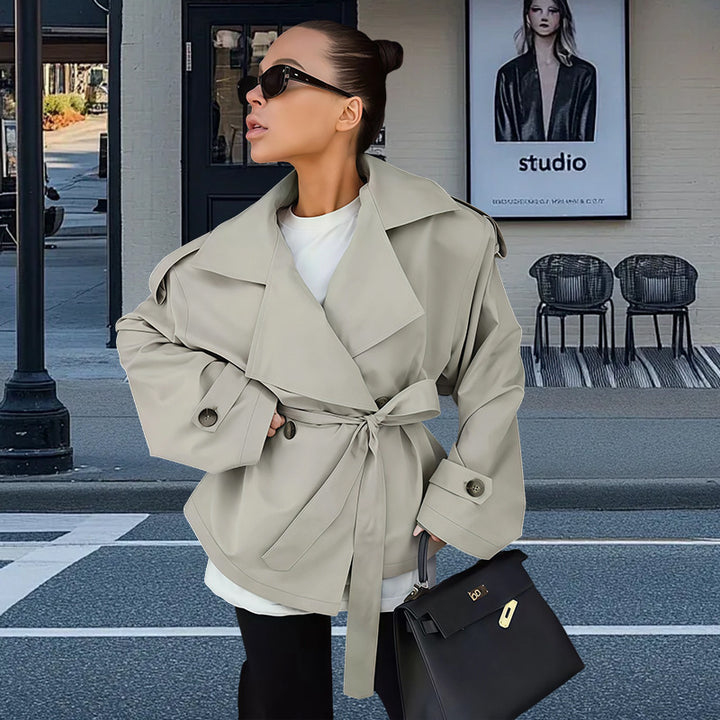 Damen modische Trenchjacke mit Gürteldesign und lässigem Schnitt Drune