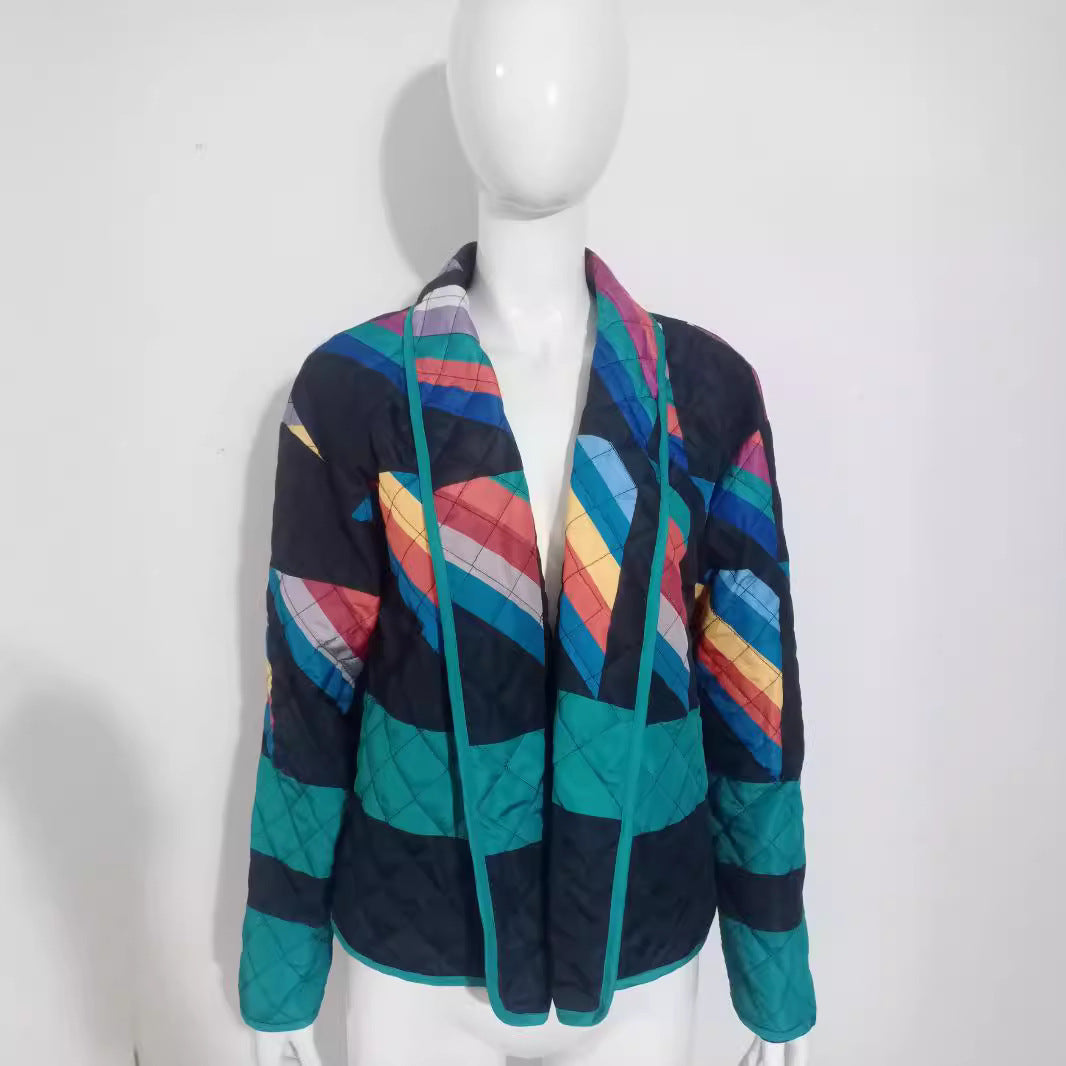 Damen Steppjacke mit buntem geometrischen Muster Drune