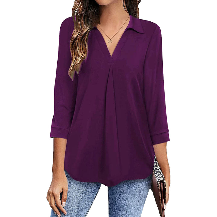 Damen Bluse mit modernem V-Ausschnitt und eleganter Faltenlegung Drune