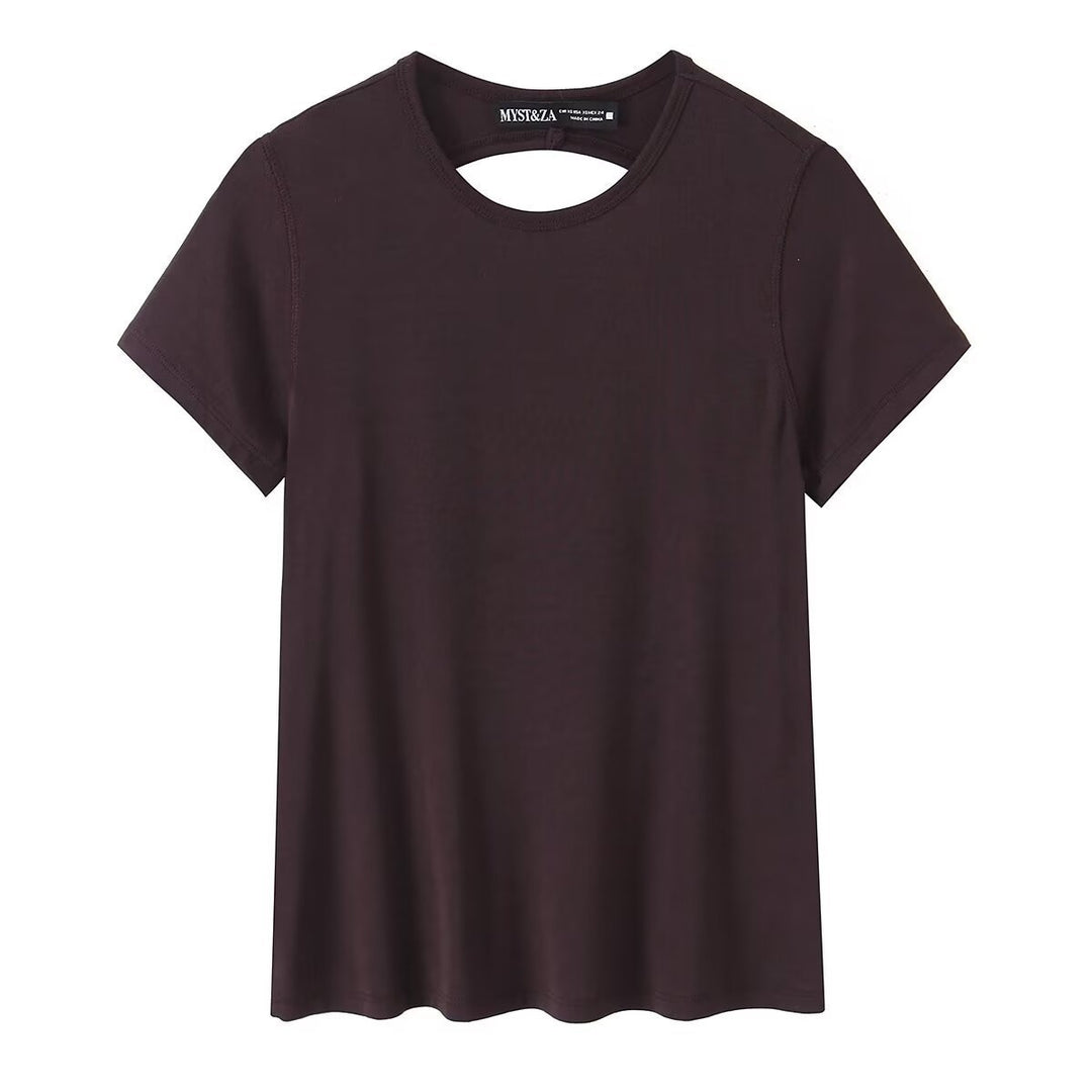 Damen Sportliches T-Shirt mit modischem Rückenausschnitt Drune