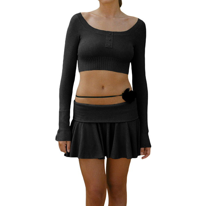 Damen Crop-Top und Rock Set mit raffiniertem Bund Drune