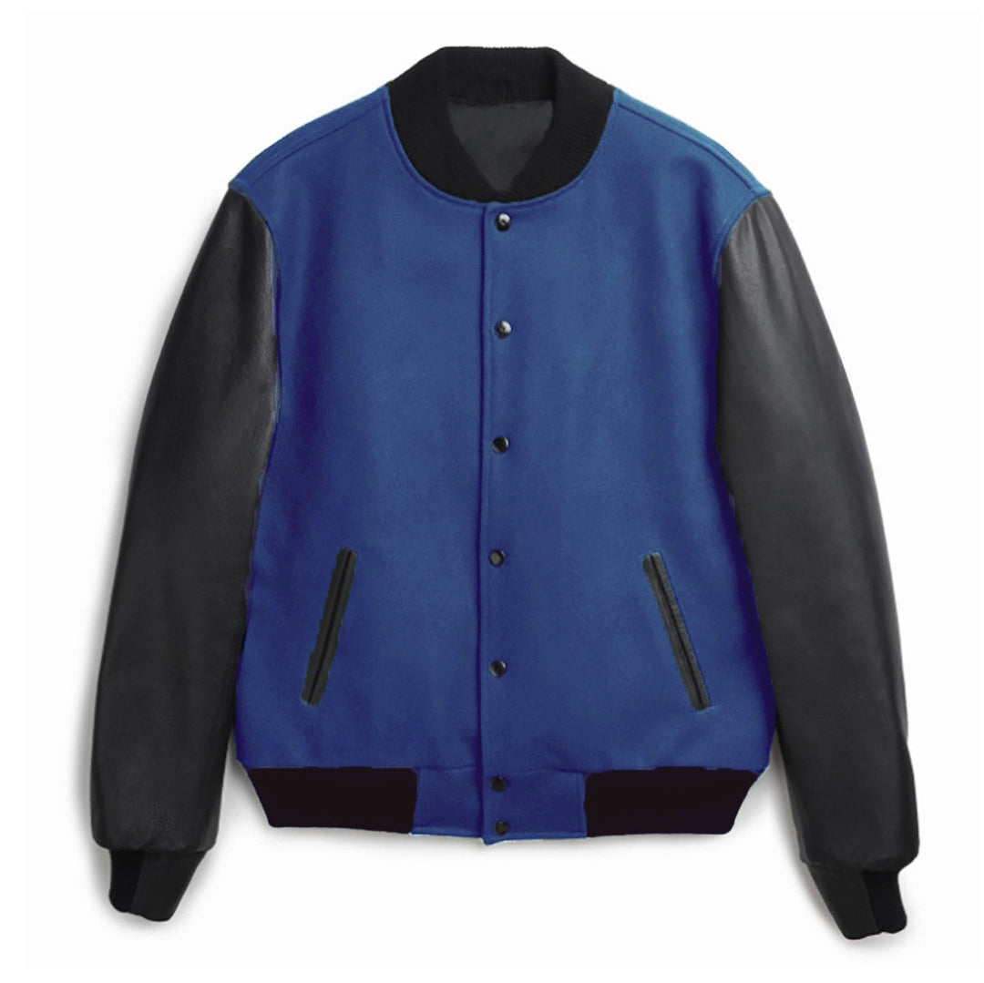Damen trendige Baseballjacke mit Lederärmeln und praktischen Eingrifftaschen Drune