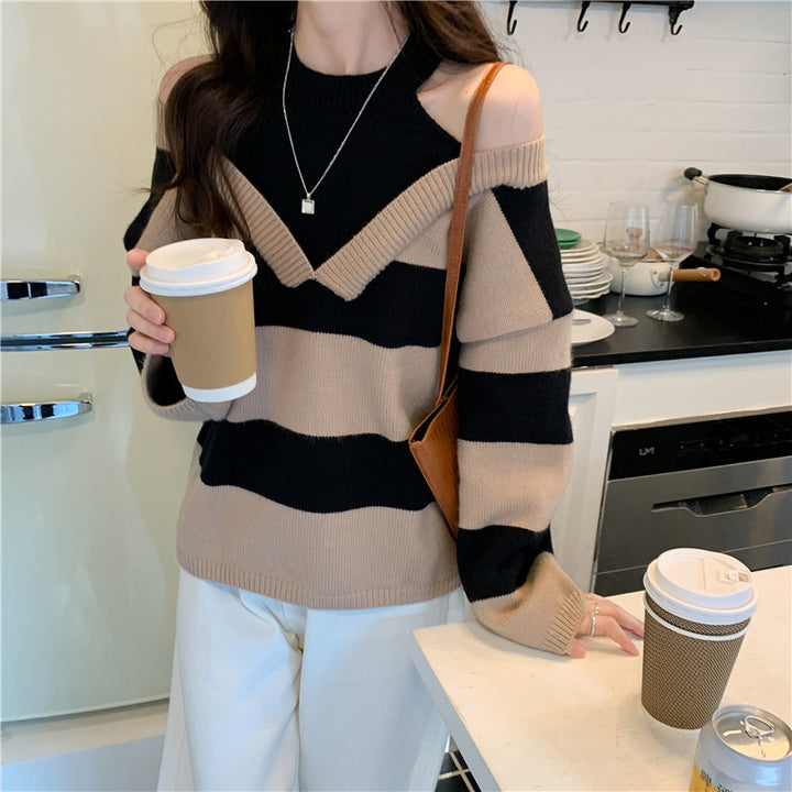 Damen trendiger Pullover mit Ausschnitten Drune