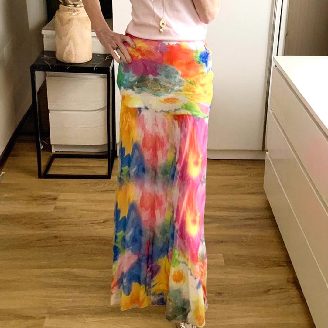 Damen Maxirock mit elegantem Blumenmuster und fließendem Schnitt Drune