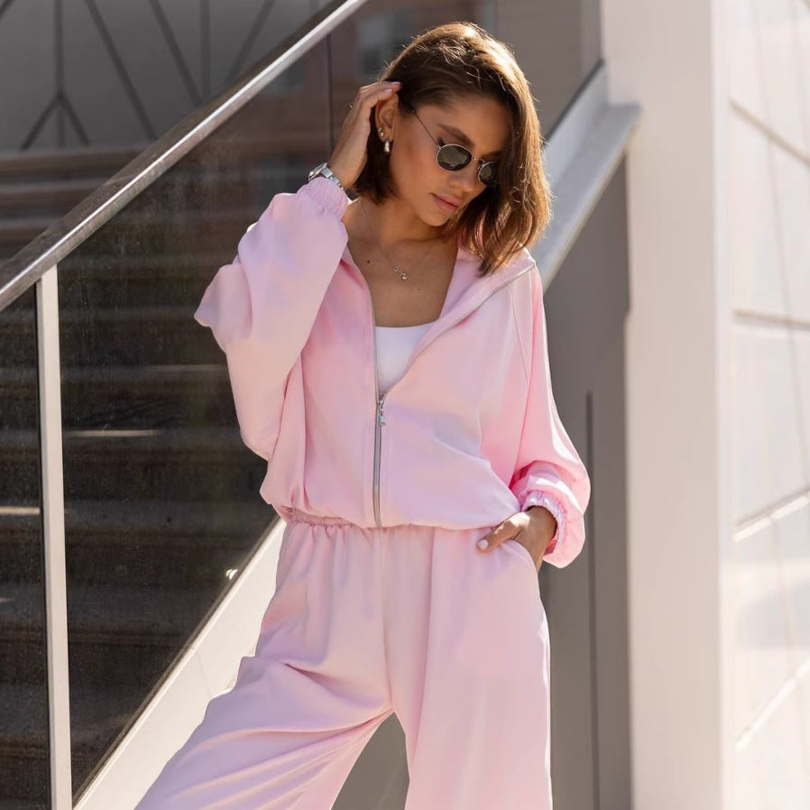 Damen modisches entspannendes Lounge-Set mit weitem Oberteil und bequemen Hosen Drune