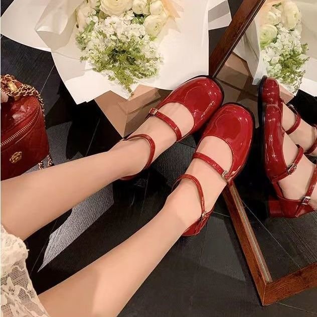 Damen Mary Jane Schuhe mit dekorativen Riemchen und trendigem Blockabsatz Drune