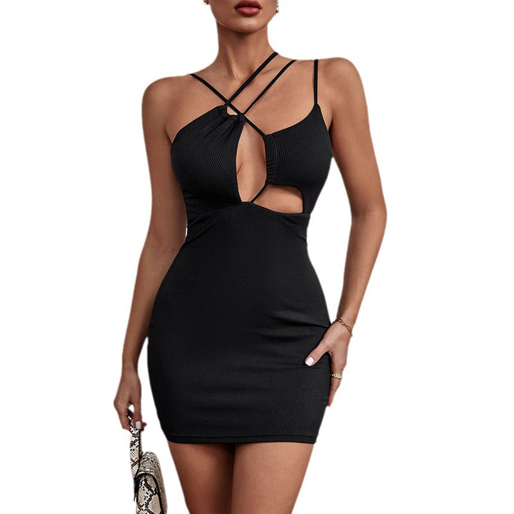Damen lässiges Minikleid mit kreativen Cut-Outs und schmalen Trägern Drune